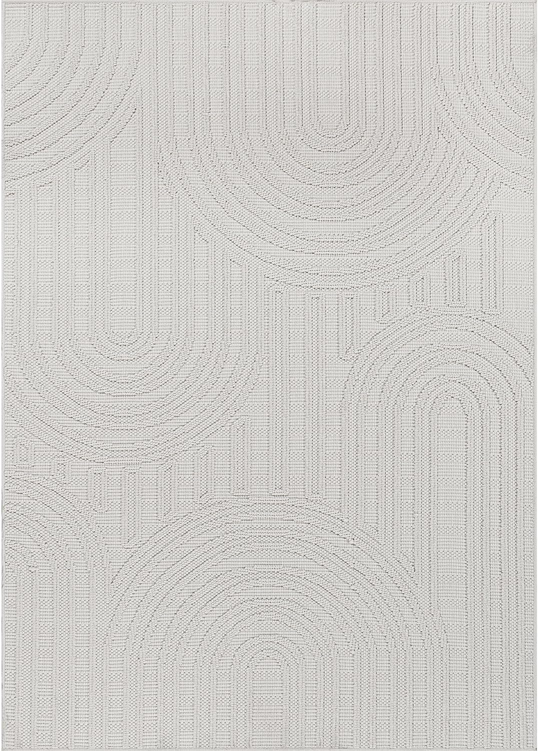 Beverly Rug Micro Loop Large Area Rug White 9x12 Modern Luxury Circle Geometric Durable Indoor Area Rugs for Living Dining Room Office Stain Resistant Non Shedding Casual Indoor Carpet White 9 x 12