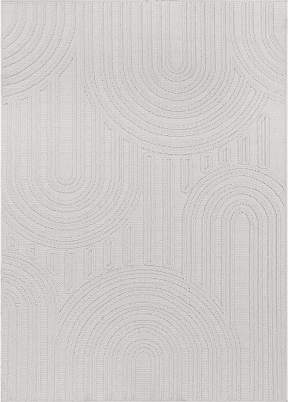 Beverly Rug Micro Loop Large Area Rug White 9x12 Modern Luxury Circle Geometric Durable Indoor Area Rugs for Living Dining Room Office Stain Resistant Non Shedding Casual Indoor Carpet White 9 x 12