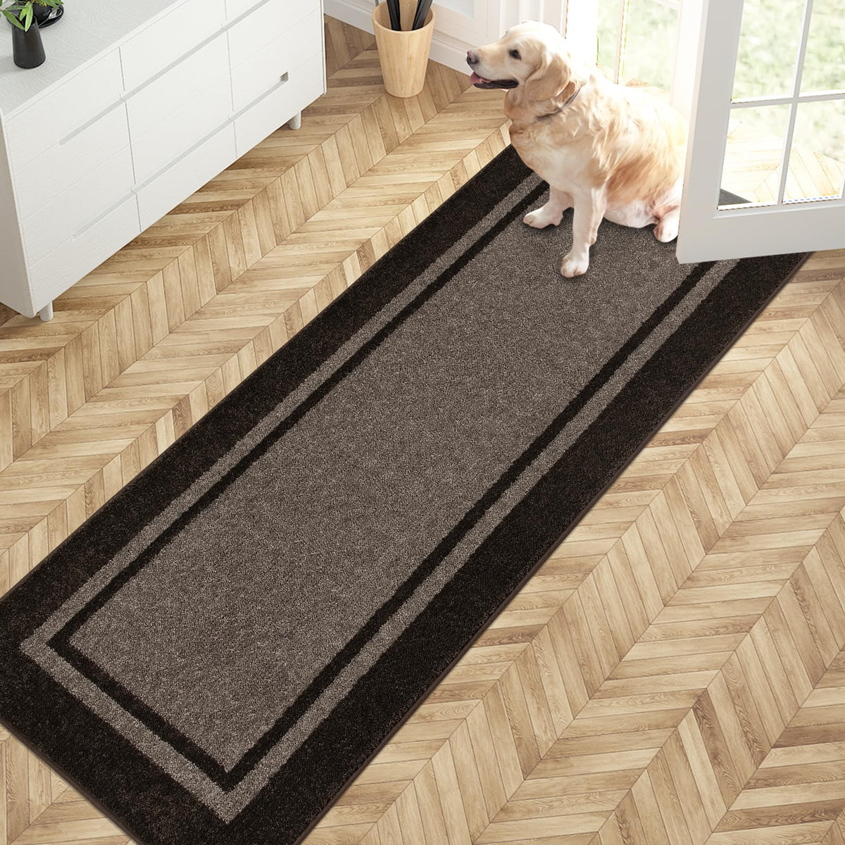 PURRUGS Dirt Trapping Indoor Door Mat, 32" x 48", Beige & Grayish Brown
