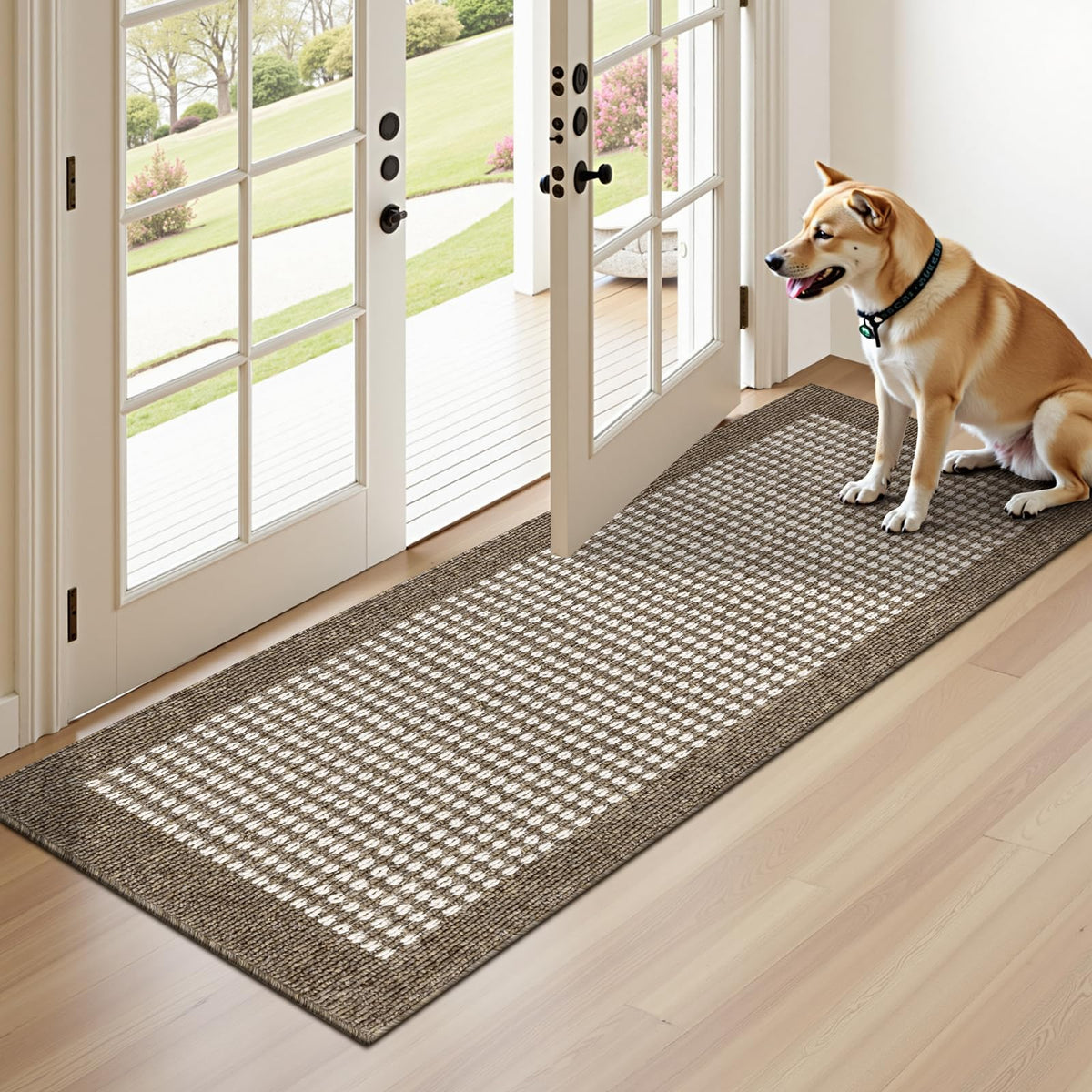 Ileading Laundry Room Runner Rug 2'x6' Non Slip Farmhouse Kitchen Floor Mats with Rubber Backing Machine Washable Beige Indoor Decor Carpet for Doormat Hallway Entryway Petmat Garage Balcony