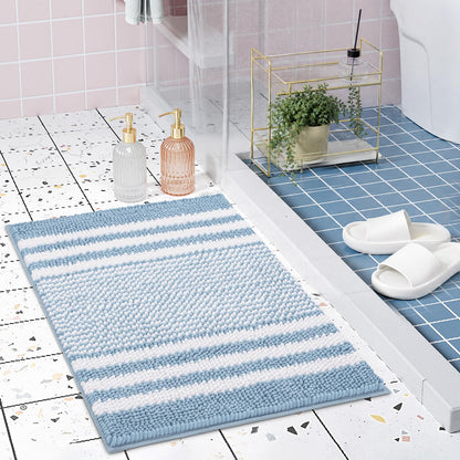BSICPRO Bathroom Rugs Sets 2 Piece, Modern Bath Mat 20"x47"+20"x32", Blue