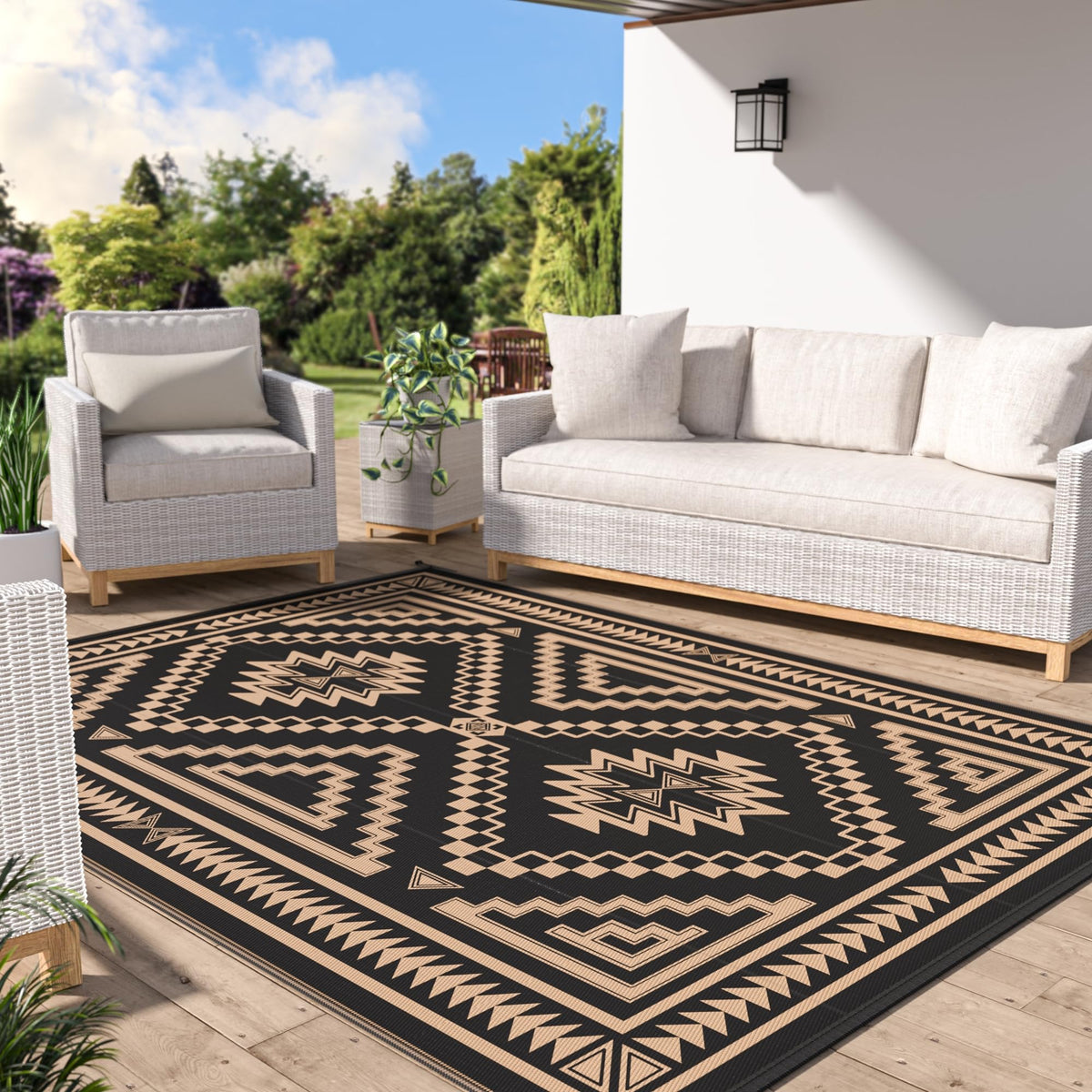 GENIMO Outdoor Rug, Waterproof Plastic Rugs for Patio, 5'x8' Cloud Grey