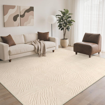 GENIMO Beige Rug 6x9 Washable Area Rugs for Living Room, Soft High Low Pile