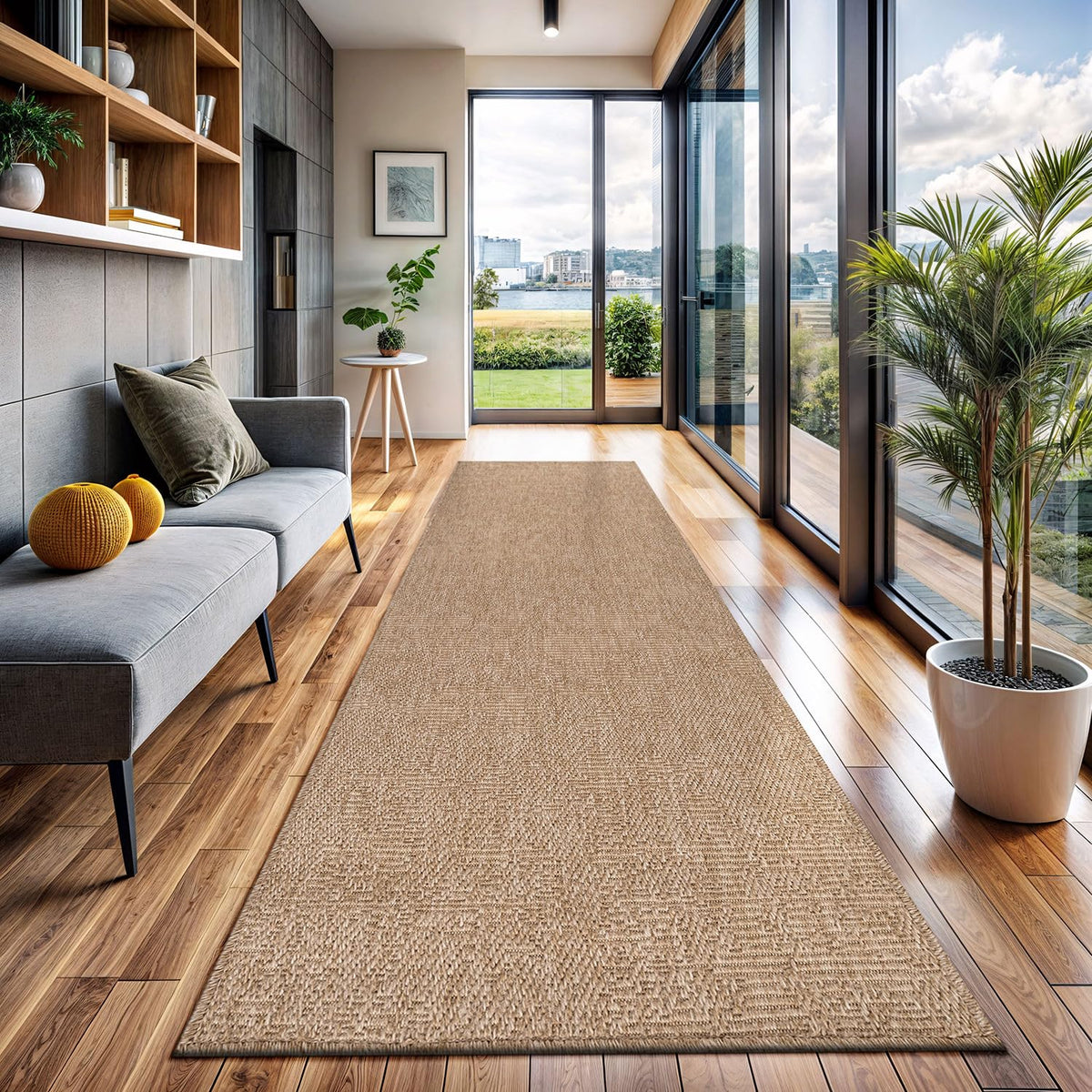 CAMILSON Easy Jute Rug 10x14, Indoor Outdoor Natural Color Fiber Area Rugs for Living Room Patio and Kitchen Rug, Sisal Boho Woven Design, Easy-Cleaning, Washable Outside Carpet Alfombras (10 x 14)