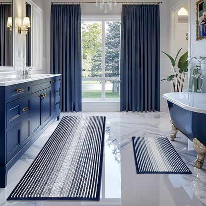 BSICPRO Bathroom Rugs Sets 2 Piece, Modern Bath Mat 20"x47"+20"x32", Blue