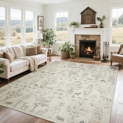 Washable Rugs 8x10 Area Rug for Living Room,Bedroom,Dining Room-Beige Green