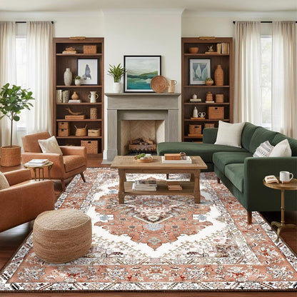 Washable 6x9 Area Rug for Living Room, Non-Slip Large Grey Bedroom Rugs