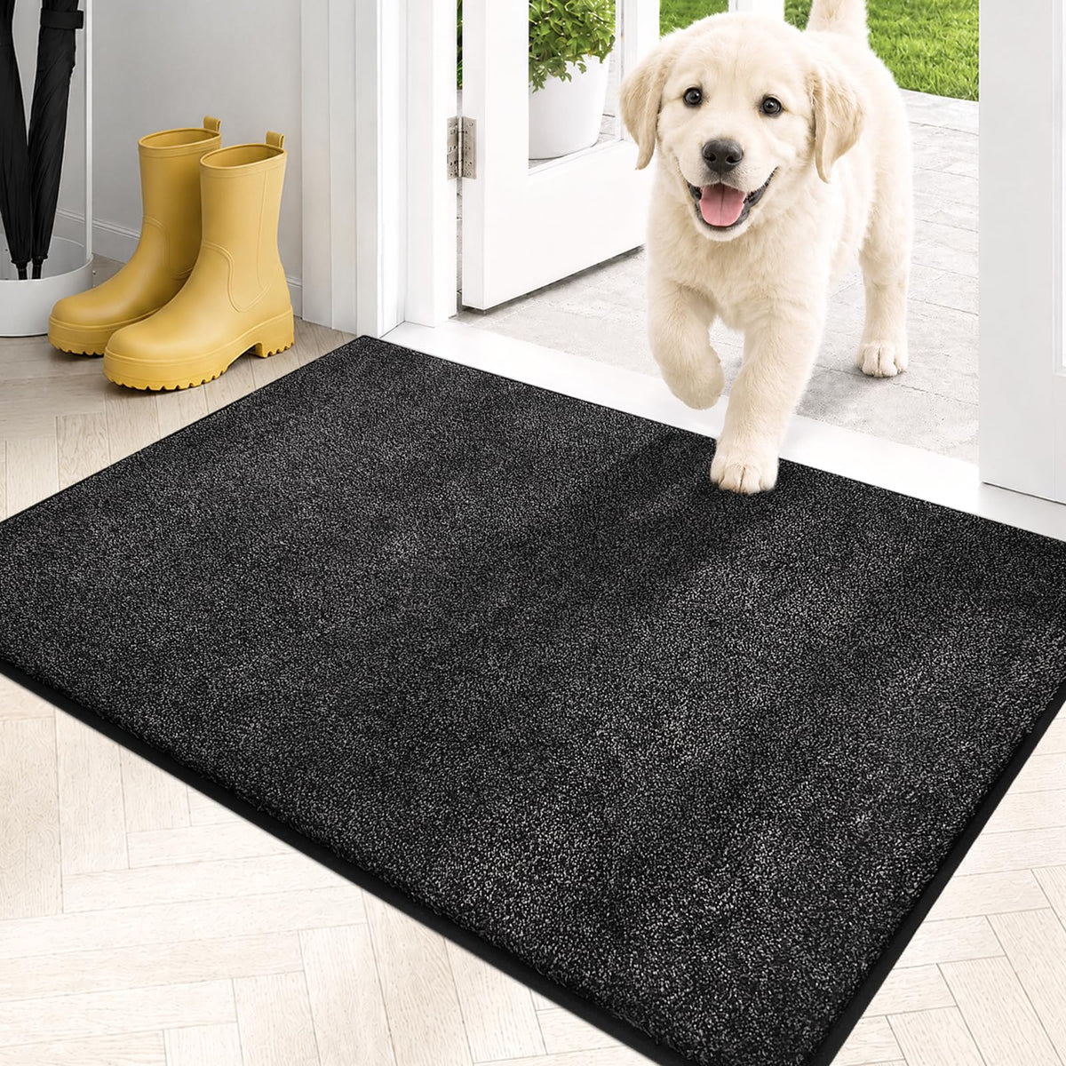 PURRUGS Dirt Trapping Indoor Door Mat, 34" x 59", Charcoal