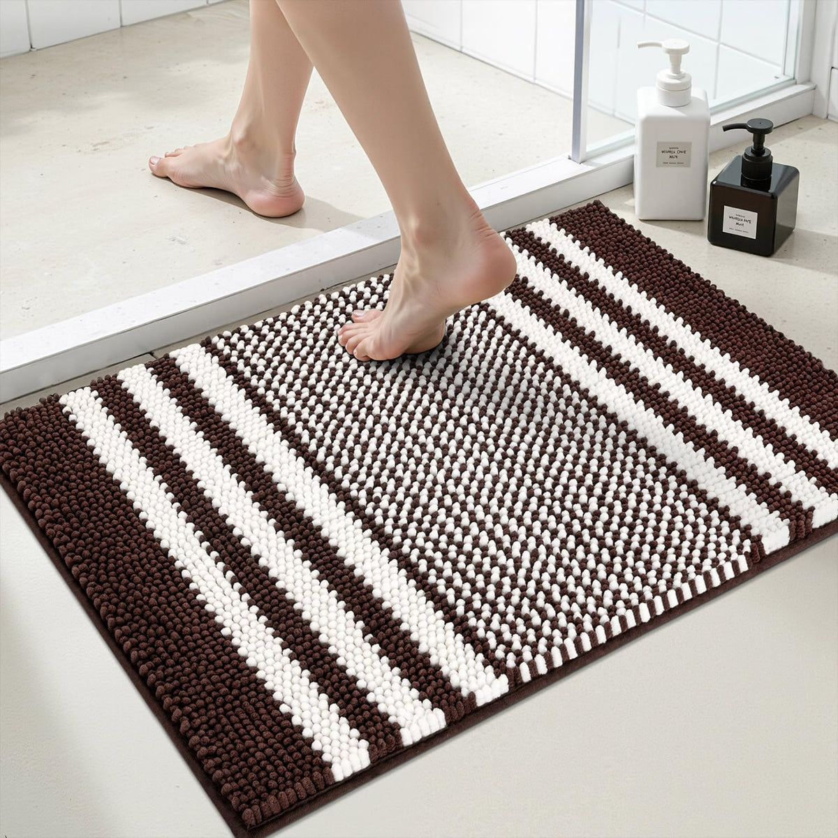 BSICPRO Bathroom Rugs Sets 2 Piece, Modern Bath Mat 20"x47"+20"x32", Blue