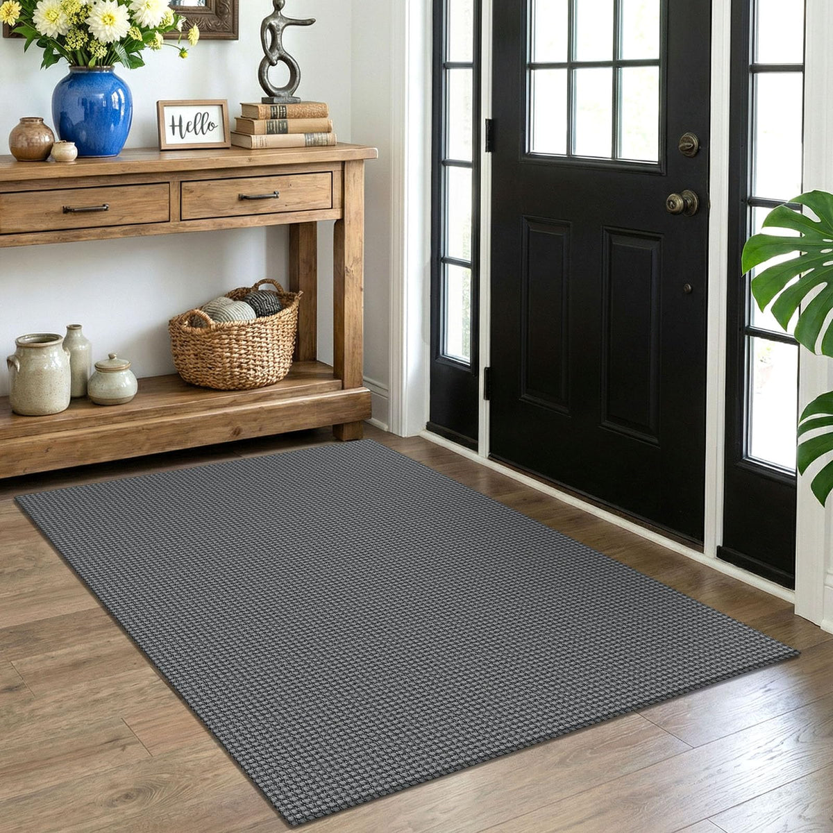 EARTHALL Woven Area Rug 3x5 Ft Washable Rugs for Entryway Braided Non Slip Rubber Backed Throw Rugs Door Mat Indoor Outdoor Entrance Cotton Carpet for Kitchen Foyer Front Door, Orange/Tan/Brown
