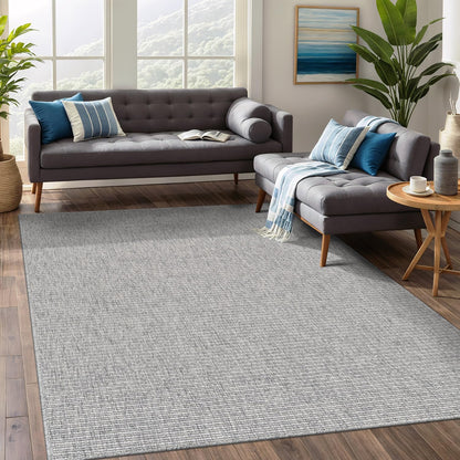 Beverly Rug Easy Jute Bordered Rug 10x14 Washable Large Indoor Outdoor Area Rugs for Living Dining Room Patio Office Stain Resistant Non Shedding Casual Indoor Outside Carpet 10 x 14 Off-White