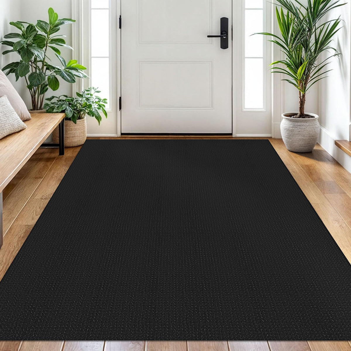 EARTHALL Woven Area Rug 3x5 Ft Washable Rugs for Entryway Braided Non Slip Rubber Backed Throw Rugs Door Mat Indoor Outdoor Entrance Cotton Carpet for Kitchen Foyer Front Door, Orange/Tan/Brown