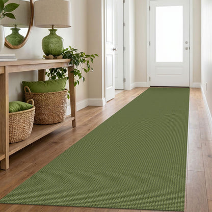 IOHOUZE Washable Area Rug 3x5 Non Slip Rubber Backed Woven Rugs for Entryway Rugs Indoor Outdoor Doormat Throw Rug Floor Carpet for Entrance Kitchen Front Door, Olive Green/Earthy Green