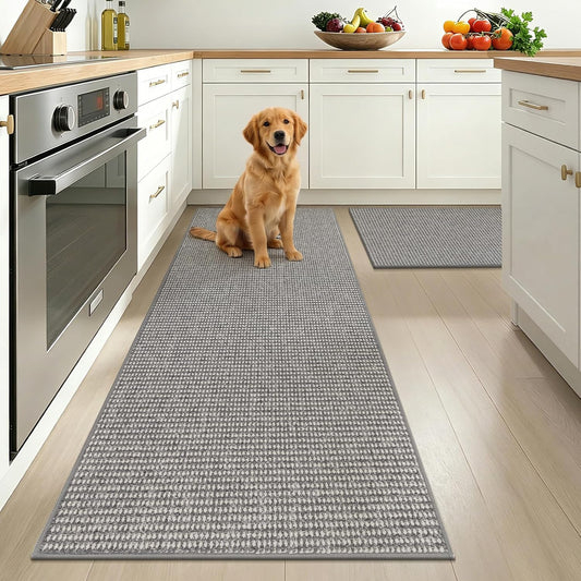 HEBE Kitchen Rugs Set of 2, Non Slip Washable Kitchen Mats for Floor