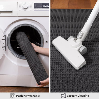 YIHOUSE Indoor Door Mat 24" x 36", Non-Slip Washable Entryway Mat, Dirt Trapper Absorbent Entrance Mat, Low Profile Floor Mat for Front/Back Door, Entryway, Dark Gray ﻿