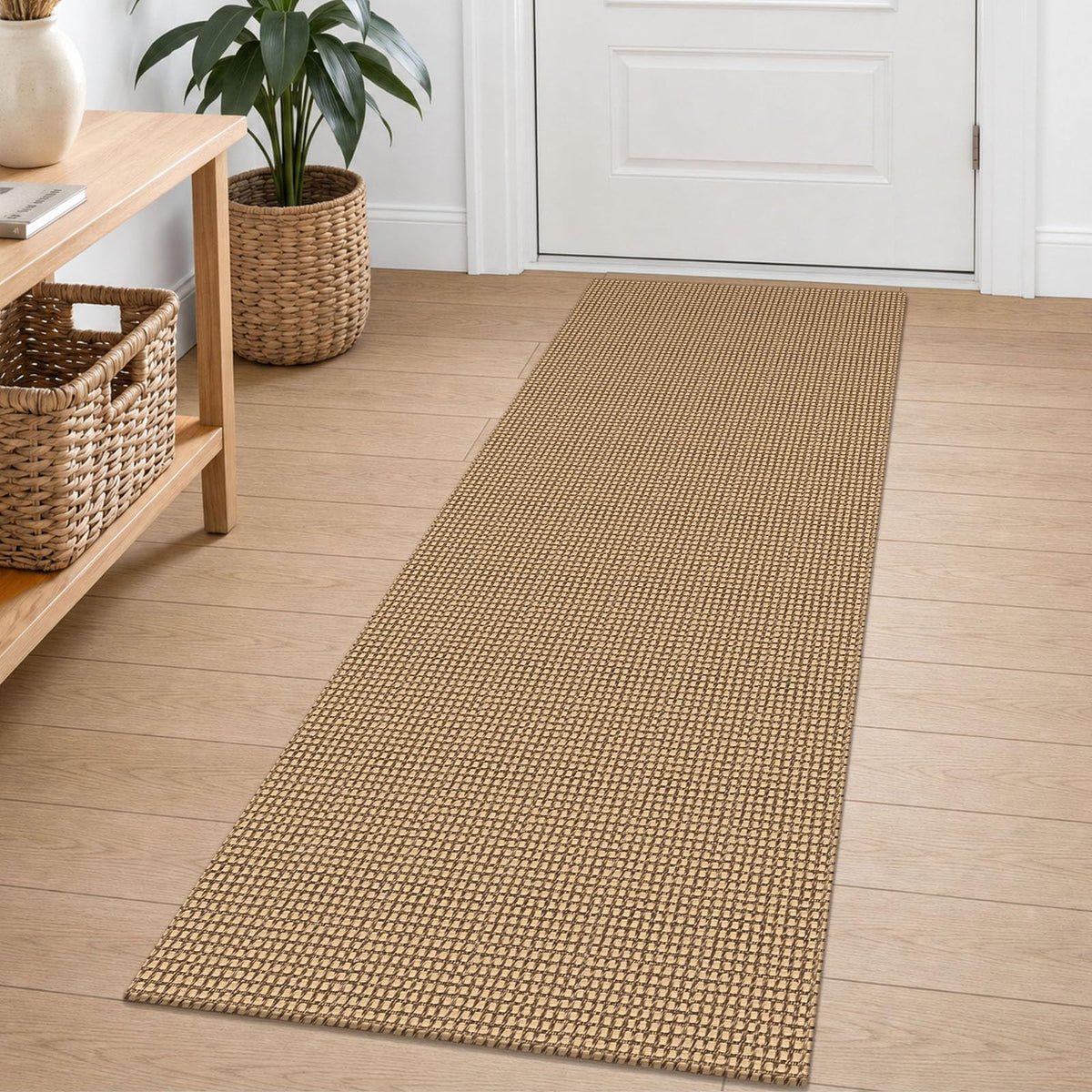 EARTHALL Woven Area Rug 3x5 Ft Washable Rugs for Entryway Braided Non Slip Rubber Backed Throw Rugs Door Mat Indoor Outdoor Entrance Cotton Carpet for Kitchen Foyer Front Door, Orange/Tan/Brown