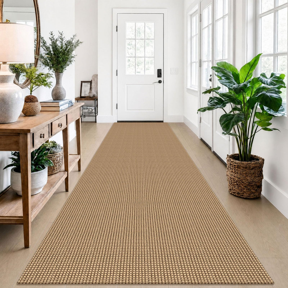 EARTHALL Woven Area Rug 3x5 Ft Washable Rugs for Entryway Braided Non Slip Rubber Backed Throw Rugs Door Mat Indoor Outdoor Entrance Cotton Carpet for Kitchen Foyer Front Door, Orange/Tan/Brown