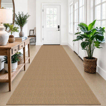 EARTHALL Woven Area Rug 3x5 Ft Washable Rugs for Entryway Braided Non Slip Rubber Backed Throw Rugs Door Mat Indoor Outdoor Entrance Cotton Carpet for Kitchen Foyer Front Door, Orange/Tan/Brown