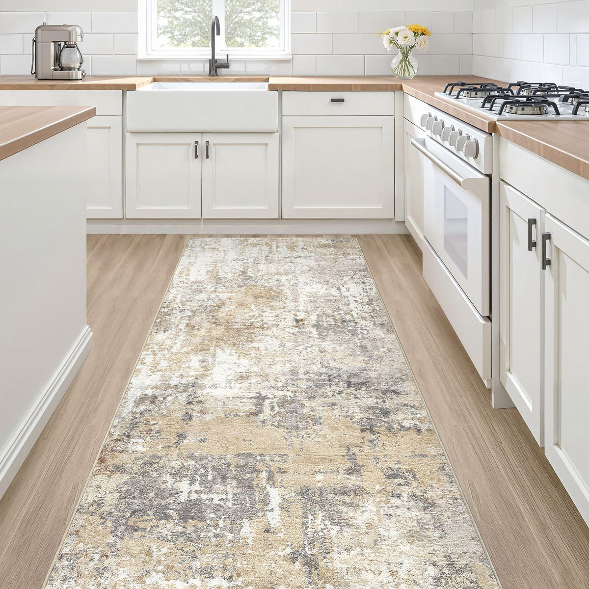 LOONGRUG 10x14 Area Rugs Washable Large Neutral Modern Living Room Rug