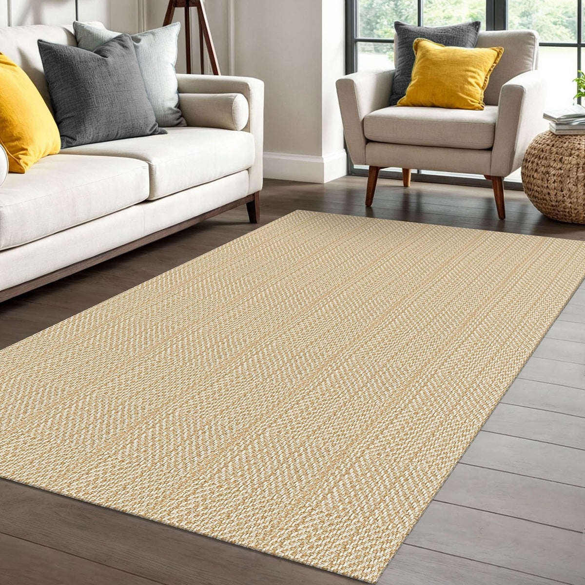 IOHOUZE Small Area Rug 2x3 Washable Woven Rugs for Entryway Non Slip Rubber Backed Front Door Rugs Indoor Doormat Throw Rug Floor Carpet for Entrance Kitchen, Cream/Beige