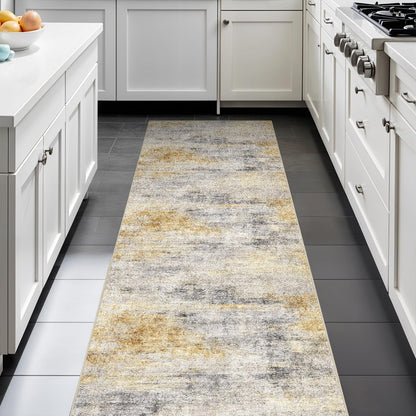 2'6"x8 Runner Rug Washable Moroccan: Non Slip Kitchen Long Floor Mat Gray