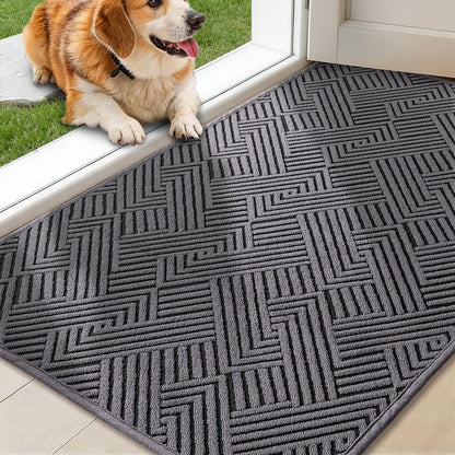 YIHOUSE Dirt Trapper Door Mat 32" x 47", Non-Slip Washable Entrance Mat, Dirt Resistant and Absorbent Welcome Mat, Low Profile Floor Mat for Front/Back Door, Entryway, Red