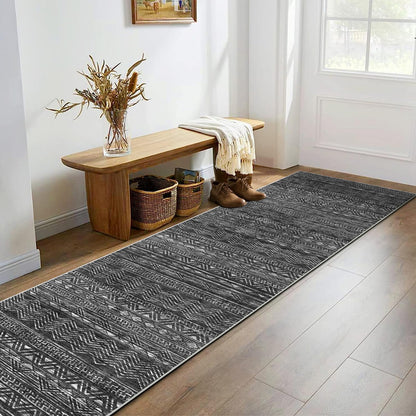 2'6"x8 Runner Rug Washable Moroccan: Non Slip Kitchen Long Floor Mat Gray