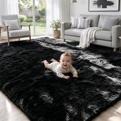 MXSANYOO 8x10 Area Rugs Fluffy Shag Rug for Living Room Bedroom Camel