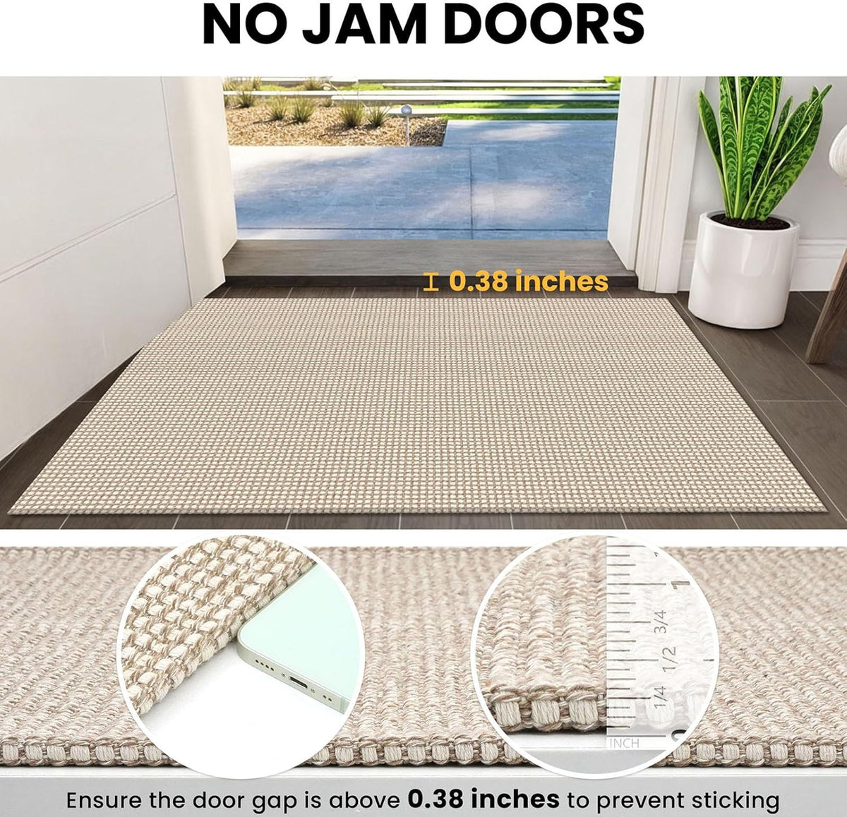 IOHOUZE Small Area Rug 2x3 Washable Woven Rugs for Entryway Non Slip Rubber Backed Front Door Rugs Indoor Doormat Throw Rug Floor Carpet for Entrance Kitchen, Cream/Beige