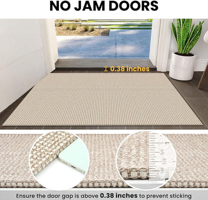 IOHOUZE Small Area Rug 2x3 Washable Woven Rugs for Entryway Non Slip Rubber Backed Front Door Rugs Indoor Doormat Throw Rug Floor Carpet for Entrance Kitchen, Cream/Beige