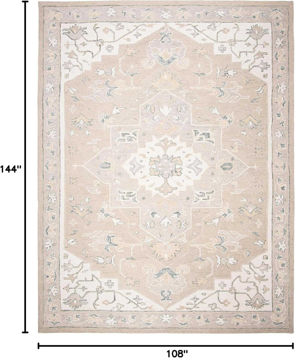 SAFAVIEH Micro-Loop Collection Area Rug - 9' x 12', Light Grey & Ivory, Handmade Medallion Wool, Ideal for High Traffic Areas in Living Room, Bedroom (MLP505F)
