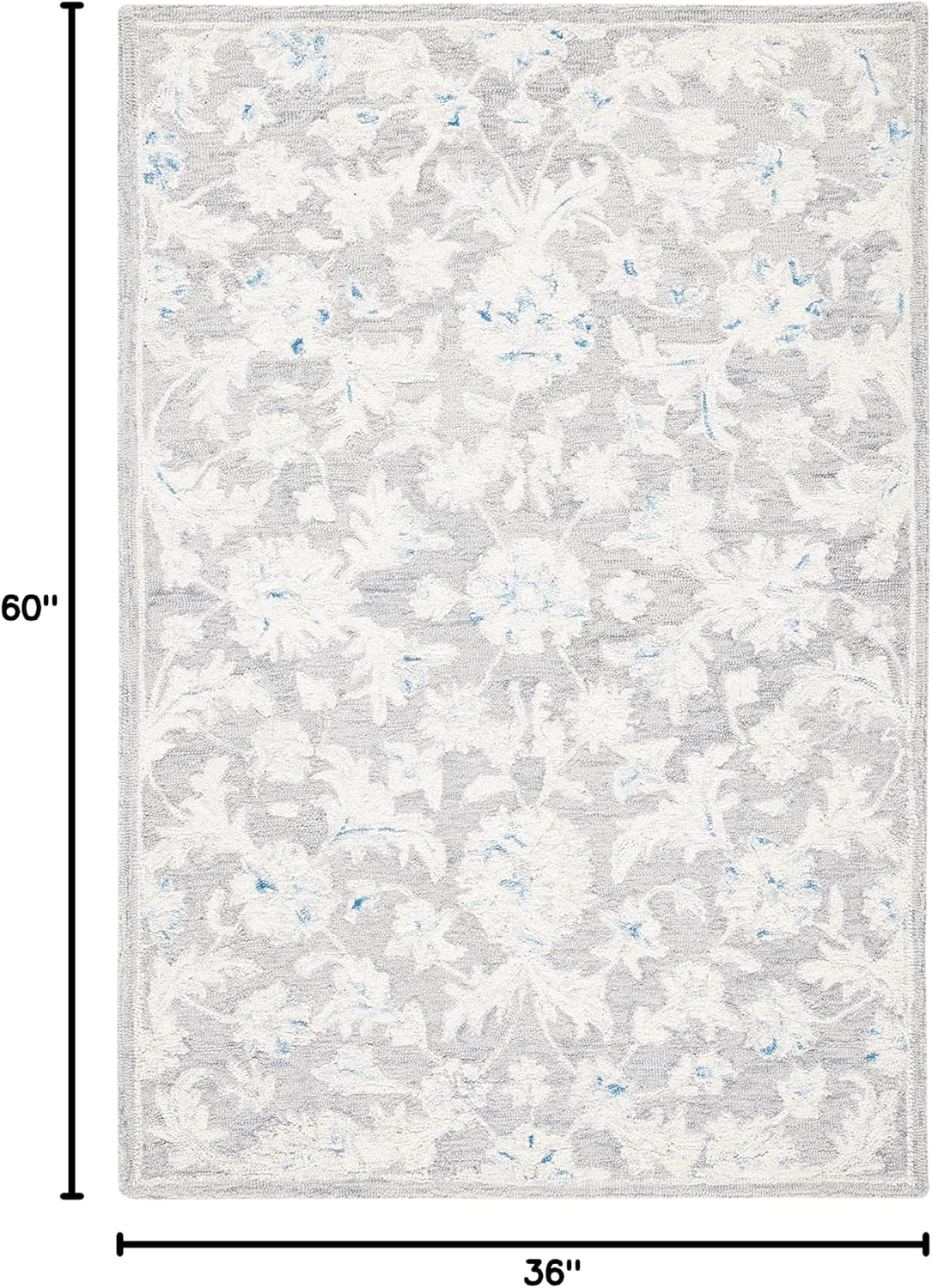 SAFAVIEH Micro-Loop Collection Accent Rug - 3' x 5', Grey & Ivory, Handmade Country Cottage Wool, Ideal for High Traffic Areas in Entryway, Living Room, Bedroom (MLP506F)