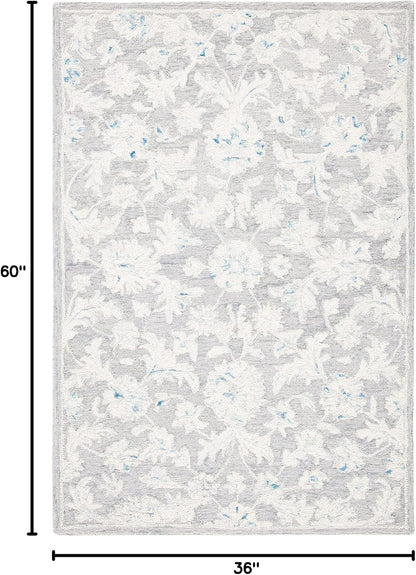 SAFAVIEH Micro-Loop Collection Accent Rug - 3' x 5', Grey & Ivory, Handmade Country Cottage Wool, Ideal for High Traffic Areas in Entryway, Living Room, Bedroom (MLP506F)