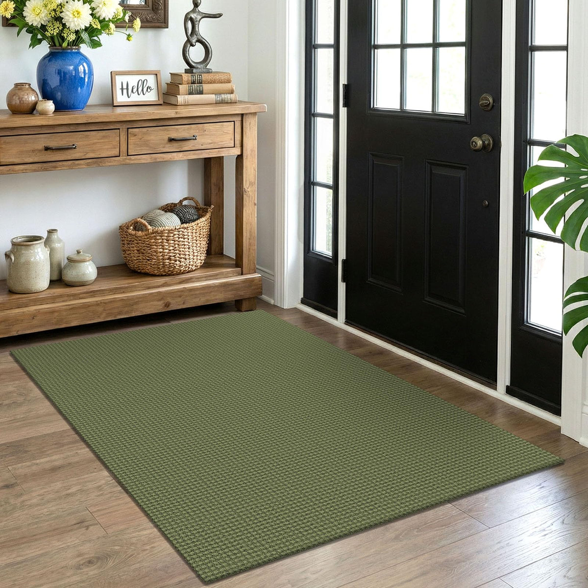 EARTHALL Woven Area Rug 3x5 Ft Washable Rugs for Entryway Braided Non Slip Rubber Backed Throw Rugs Door Mat Indoor Outdoor Entrance Cotton Carpet for Kitchen Foyer Front Door, Orange/Tan/Brown