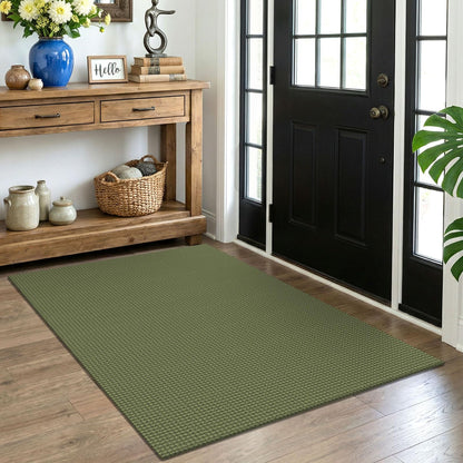 EARTHALL Woven Area Rug 3x5 Ft Washable Rugs for Entryway Braided Non Slip Rubber Backed Throw Rugs Door Mat Indoor Outdoor Entrance Cotton Carpet for Kitchen Foyer Front Door, Orange/Tan/Brown