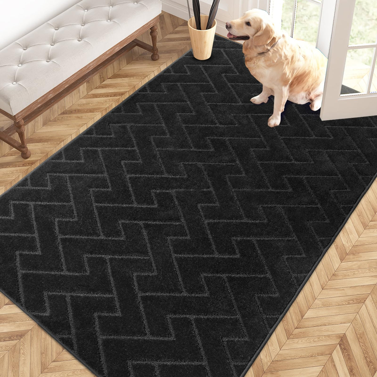 PURRUGS Dirt Trapping Door Mat Indoor Entrance, 32" x 47", Taupe