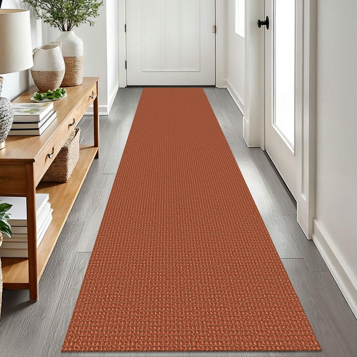 EARTHALL Woven Area Rug 3x5 Ft Washable Rugs for Entryway Braided Non Slip Rubber Backed Throw Rugs Door Mat Indoor Outdoor Entrance Cotton Carpet for Kitchen Foyer Front Door, Orange/Tan/Brown