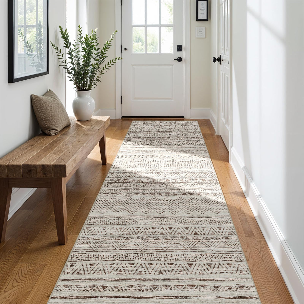 2'6"x8 Runner Rug Washable Moroccan: Non Slip Kitchen Long Floor Mat Gray