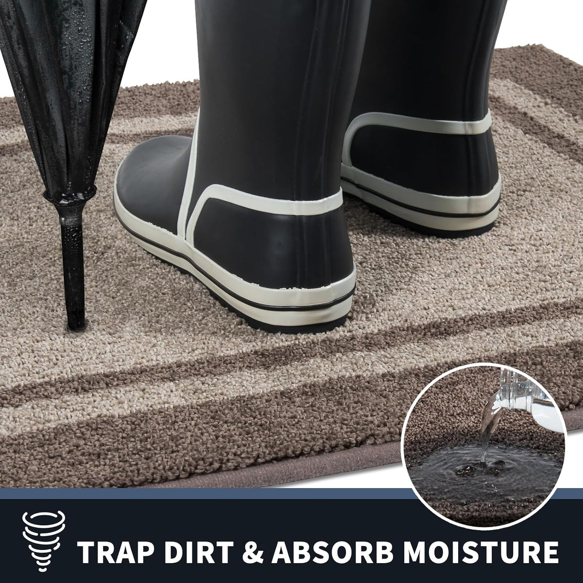 PURRUGS Dirt Trapping Indoor Door Mat, 32" x 48", Beige & Grayish Brown