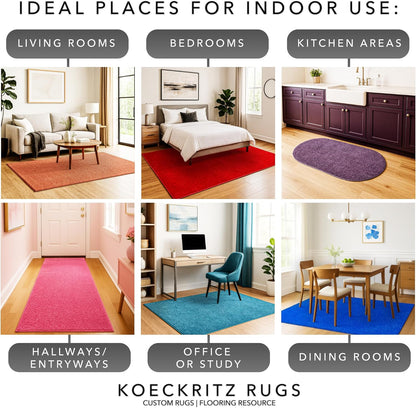 KOECKRITZ Dyersburg Indoor Area Rug – Soft Durable Polyester Carpet, Custom Cut-to-Size, Medium Pile, Stain & Fade Resistant, Living Room Bedroom Office Rug