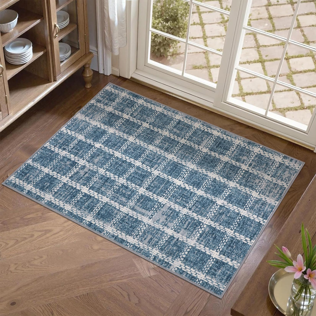 ROYHOME 6x9 Area Rug for Living Room Washable Khaki Brown Checkered Rugs