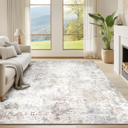 Washable Rugs 8x10 Area Rug for Living Room,Bedroom,Dining Room-Beige Green