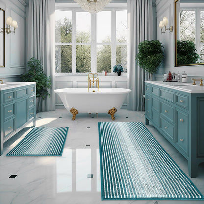 BSICPRO Bathroom Rugs Sets 2 Piece, Modern Bath Mat 20"x47"+20"x32", Blue