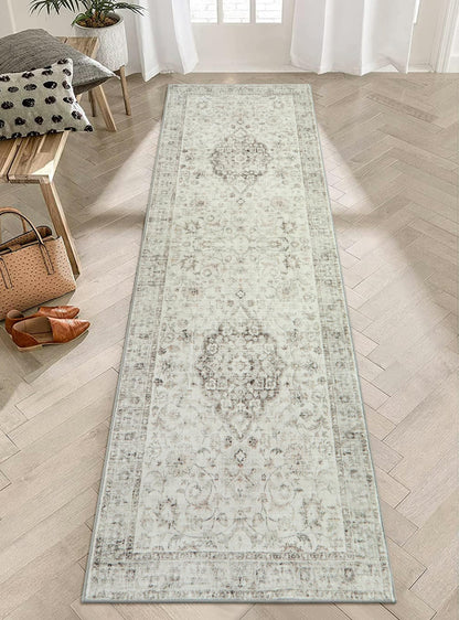 LIVEBOX Washable Area Rug 5x7 Rugs for Living Room Bedroom, Non-Slip Boho Neutral Carpet for Dining Room Office, Low-Pile Farmhouse Soft Carpets for Kids Nursery Room Playroom, Tan