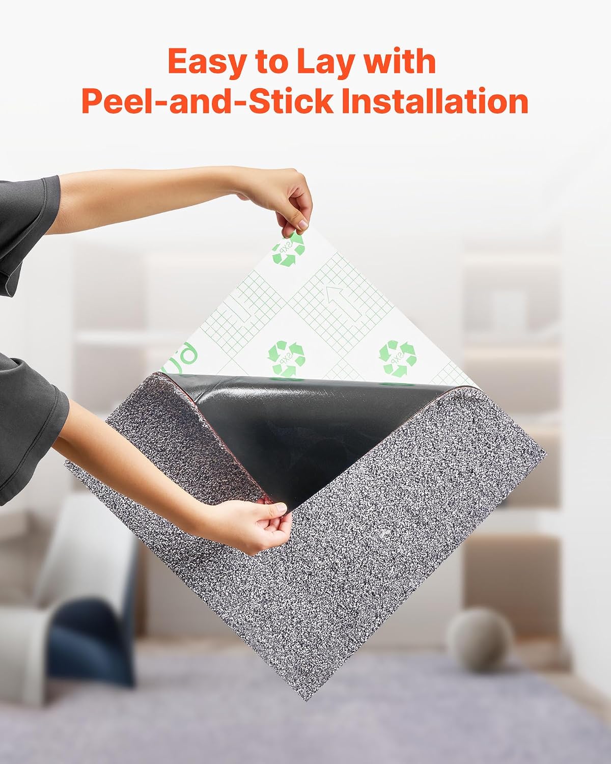 VEVOR Carpet Tiles 18x18 inch, 10 Pack Carpet Square Rug Detachable & Damage-Free, Self Adhesive Home Floor Soft Plush Padded for 22.5sq.ft Coverage, Easy DIY for Living Room & Bedroom, Gray