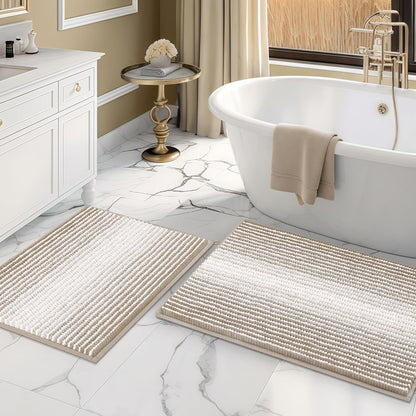 BSICPRO Bathroom Rugs Sets 2 Piece, Modern Bath Mat 20"x47"+20"x32", Blue