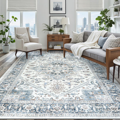 LIVEBOX Sage Washable Vintage Area Rug 3x5 Non-Slip
