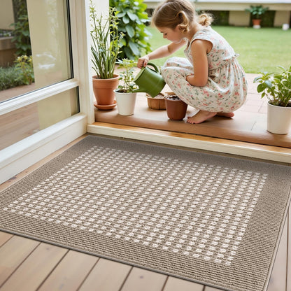 Ileading Laundry Room Runner Rug 2'x6' Non Slip Farmhouse Kitchen Floor Mats with Rubber Backing Machine Washable Beige Indoor Decor Carpet for Doormat Hallway Entryway Petmat Garage Balcony