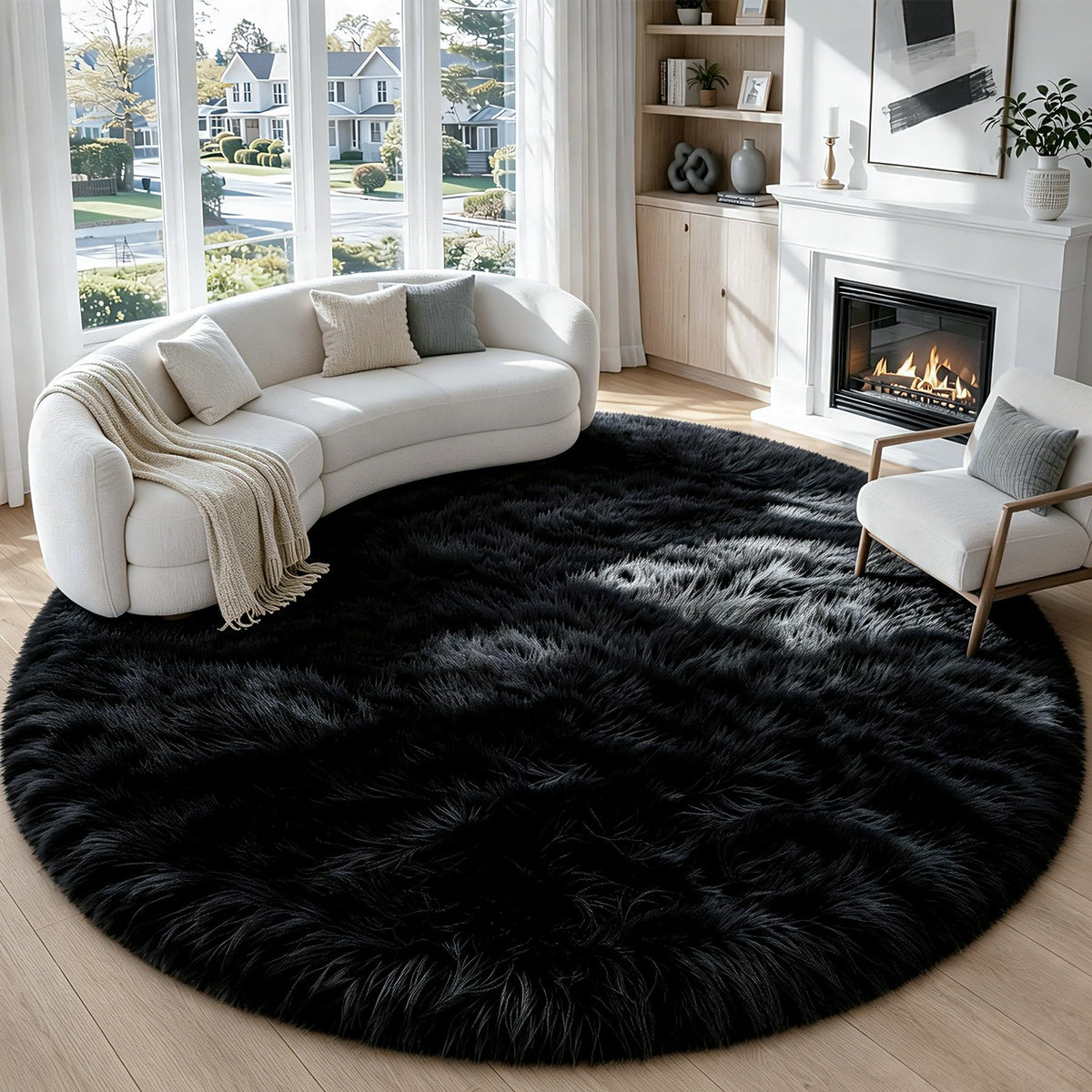 MXSANYOO 8x10 Area Rugs Fluffy Shag Rug for Living Room Bedroom Camel