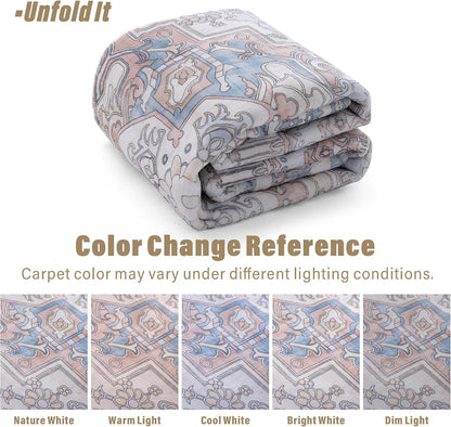 Carvapet Washable 3x5 Area Rug Orange Blue Vintage Floral Carpet